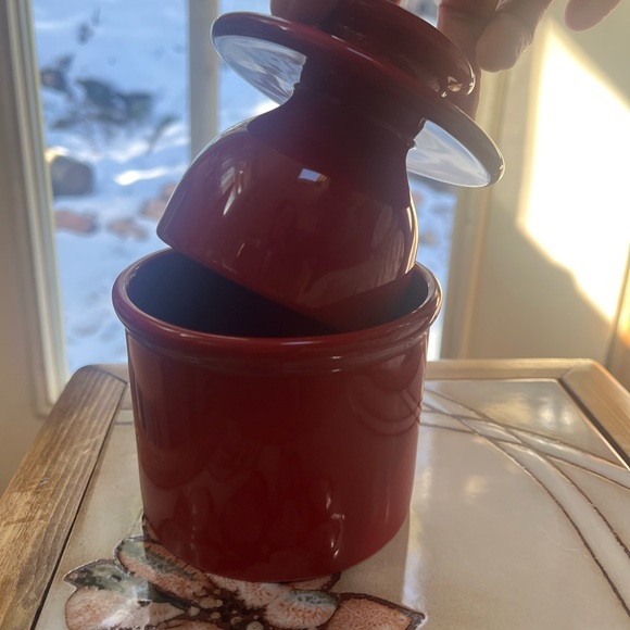 Butter Bell Original Water-Seal Butter Crock Red Ceramic 4.75” - Picture 3 of 6